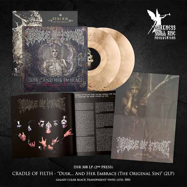 Cradle of Filth 'Dusk And Her Embrace (The Original Sin)' 2LP Galaxy Clear Black Transparent Vinyl