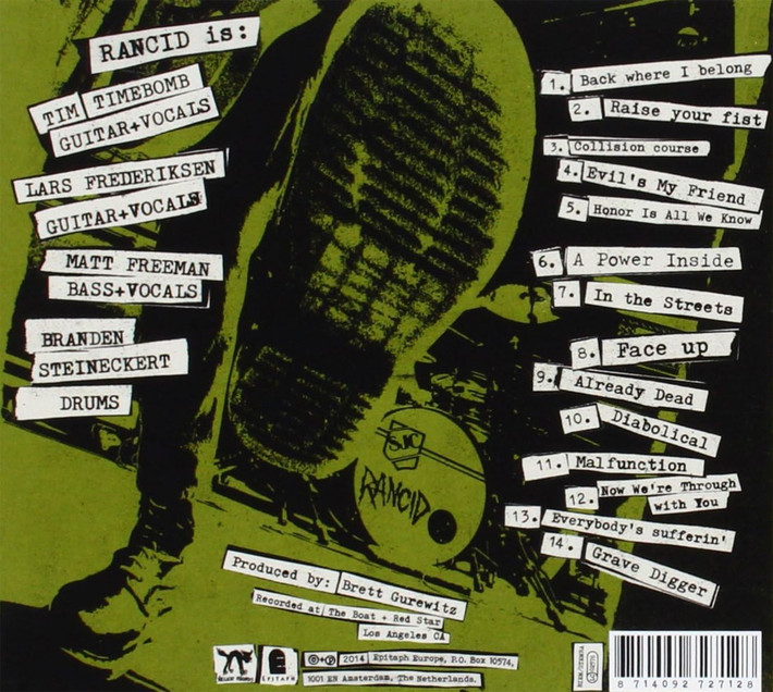 Rancid '...Honor Is All We Know' CD Back