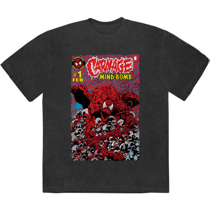 Marvel Spider Man 'Carnage Mind Bomb' (Stone Wash) Limited Edition T-Shirt