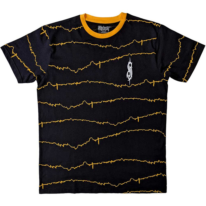 Slipknot 'The End, So Far Tribal-S & Barcode' (Black & Yellow) Eco Ringer T-Shirt