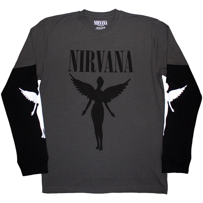 Nirvana 'In Utero Mono' (Grey & Black) Layered Long Sleeve Eco Shirt