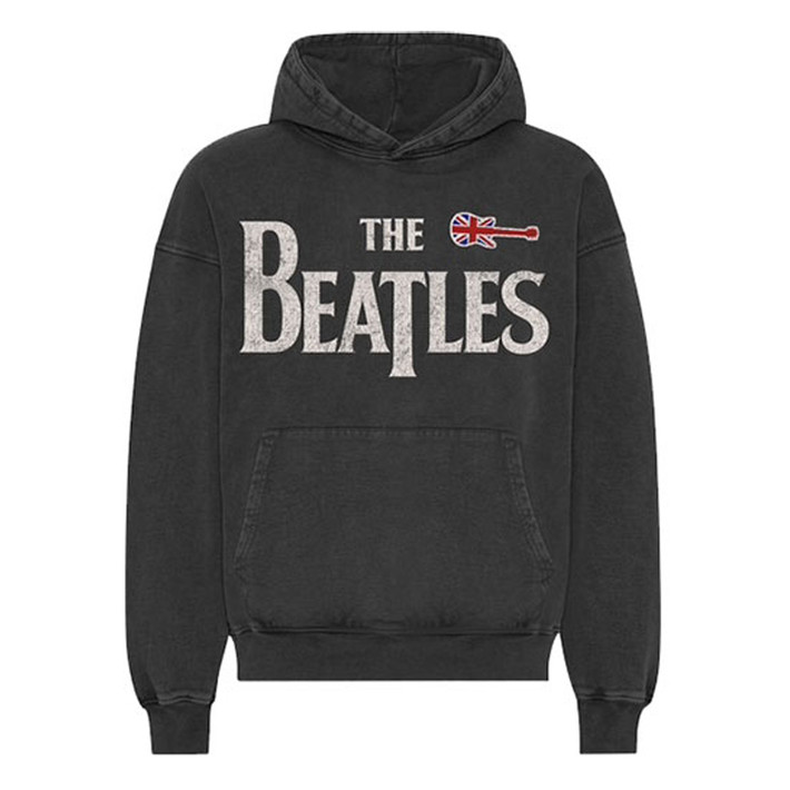 The Beatles 'Guitar & Drop T' (Stone Wash) Pull Over Hoodie