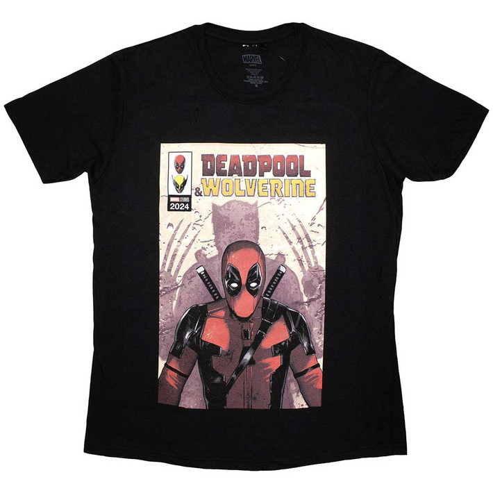 Marvel Deadpool 'Deadpool & Wolverine Comic Cover' (Black) T-Shirt