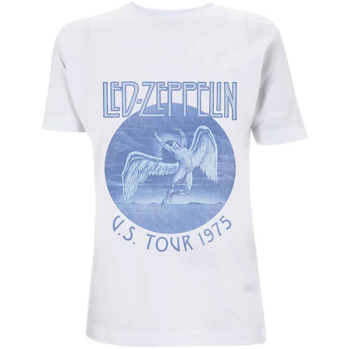 Led Zeppelin 'Tour '75 Blue Wash' (White) T-Shirt