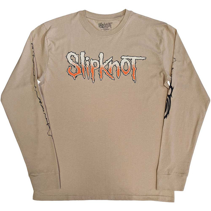 Slipknot 'The End, So Far Logo Barcode' (Sand) Long Sleeve Eco Shirt