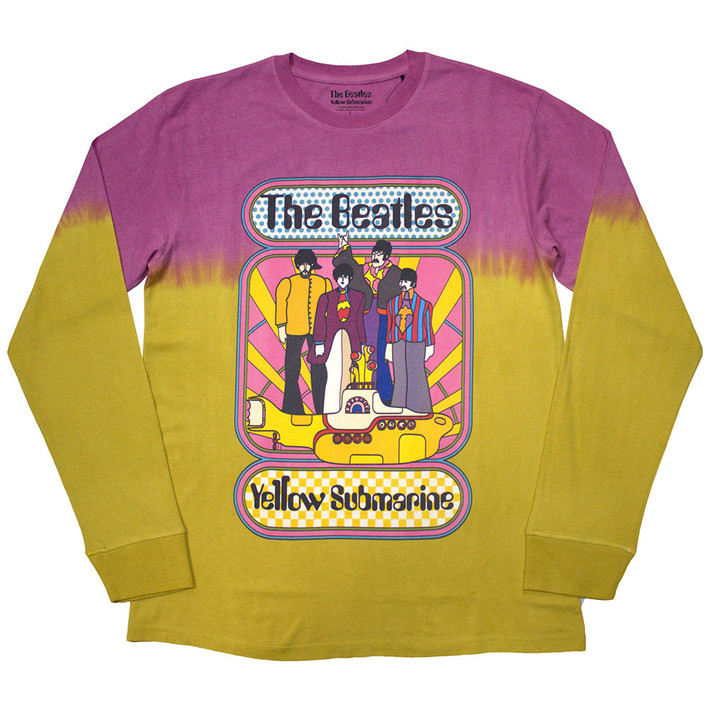 The Beatles 'Yellow Submarine Band Frame' (Dye Wash) Long Sleeve Eco Shirt