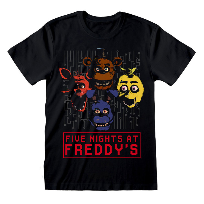 Five Nights At Freddy's '4 Heads' (Black) T-Shirt