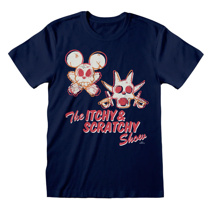 The Simpsons 'Itchy & Scratchy Skulls' (Navy) T-Shirt