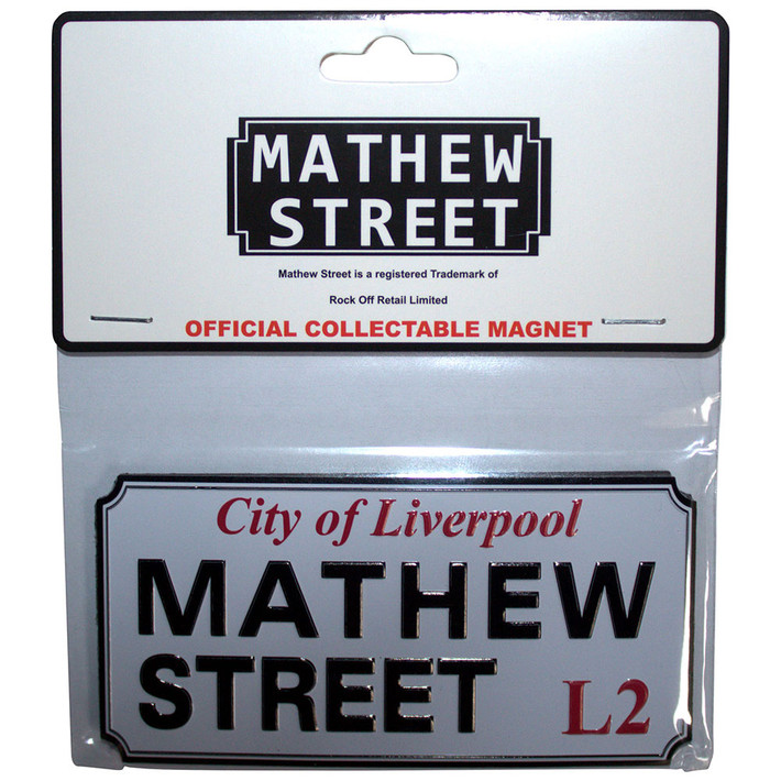 Rock Off 'Mathew Street Liverpool Sign Embossed' Fridge Magnet