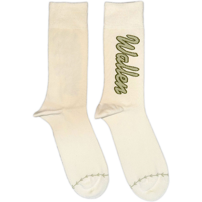 Morgan Wallen 'Green Logo Baseball' (Natural) Socks (One Size = UK 7-11)