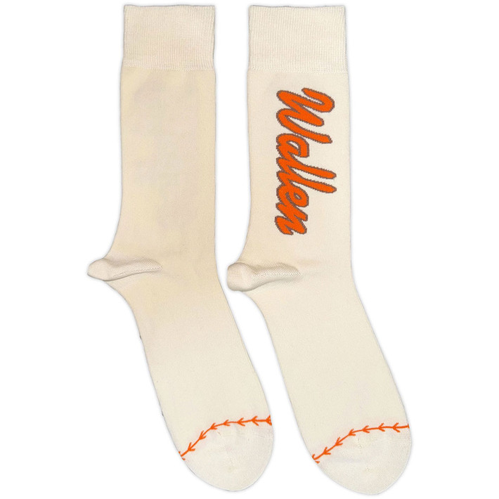 Morgan Wallen 'Orange Logo Baseball' (Natural) Socks (One Size = UK 7-11)