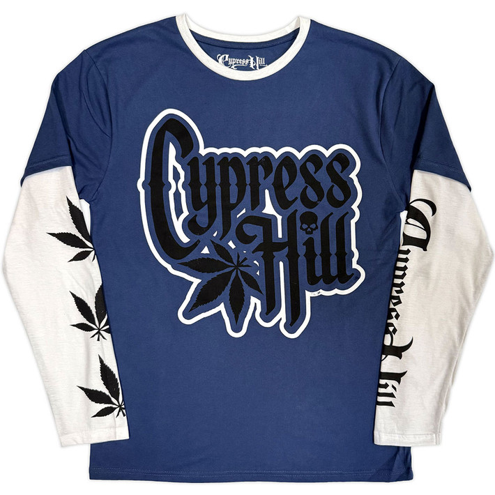 Cypress Hill 'Leaf & Logo' (Blue & White) Layered Long Sleeve Shirt