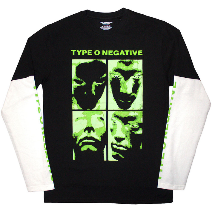 Type O Negative 'Faces' (Black & White) Layered Long Sleeve Eco Shirt