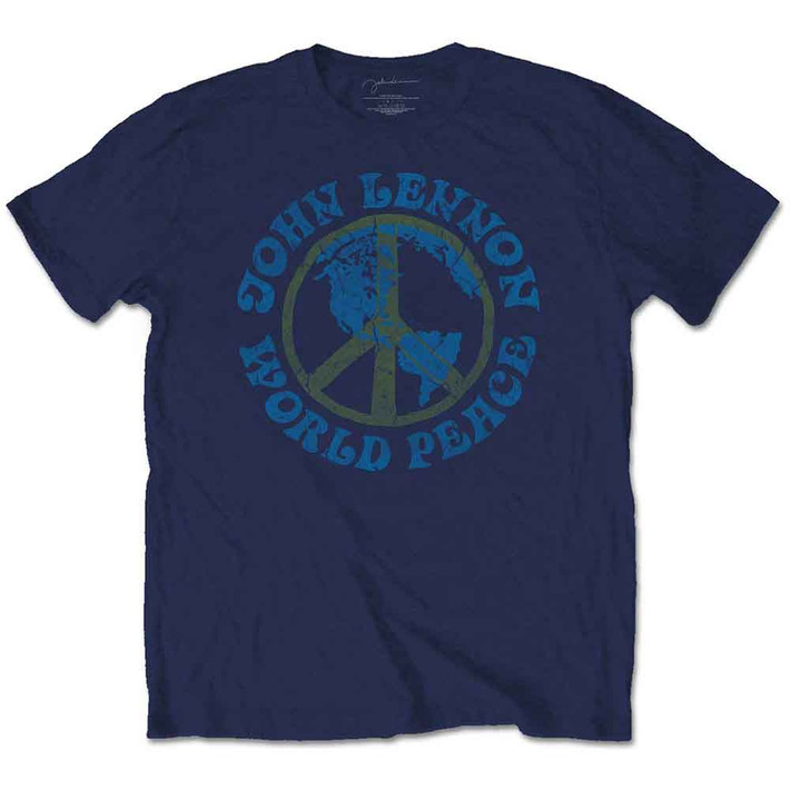 John Lennon 'World Peace' (Navy Blue) T-Shirt