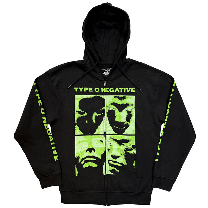 Type O Negative 'Faces' (Black) Zip Up Eco Hoodie