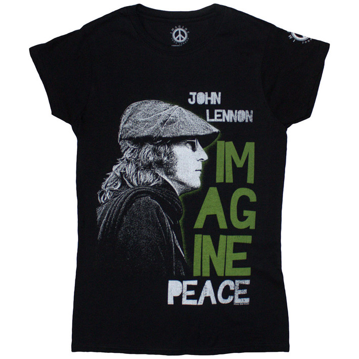 John Lennon 'Imagine Peace' (Black) Womens Fitted T-Shirt