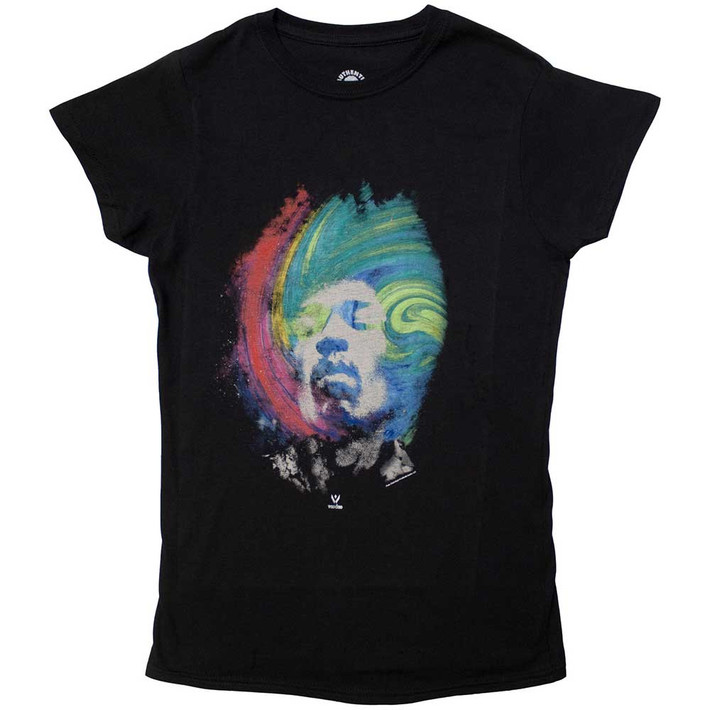 Jimi Hendrix 'Galaxy' (Black) Womens Fitted T-Shirt