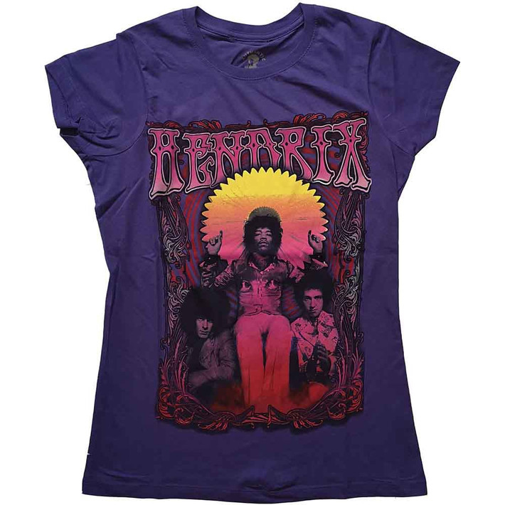 Jimi Hendrix 'Karl Ferris Wheel' (Purple) Womens Fitted T-Shirt