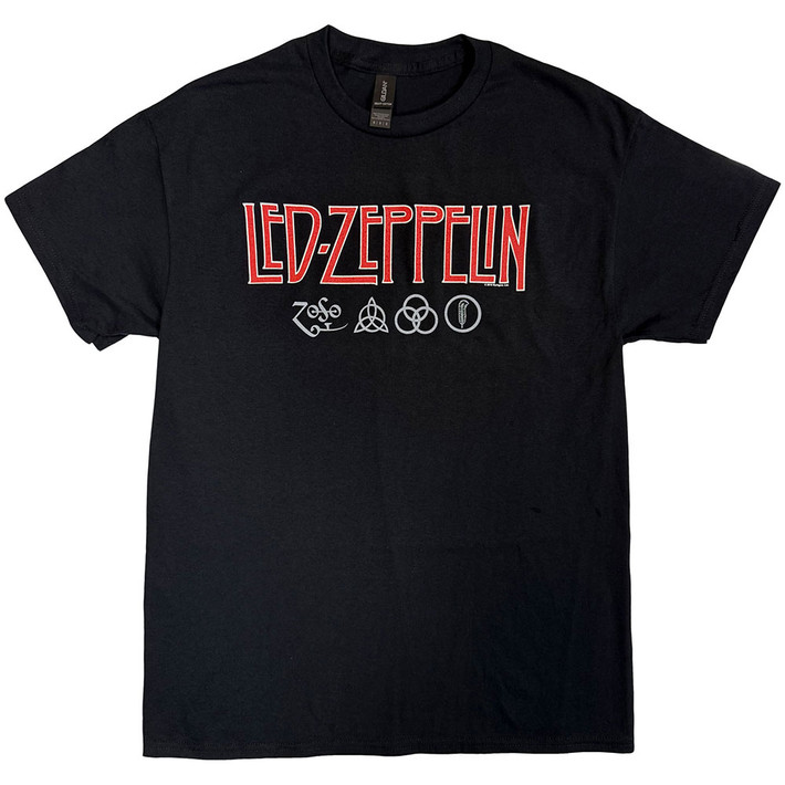 Led Zeppelin 'Logo & Symbols' (Black) T-Shirt