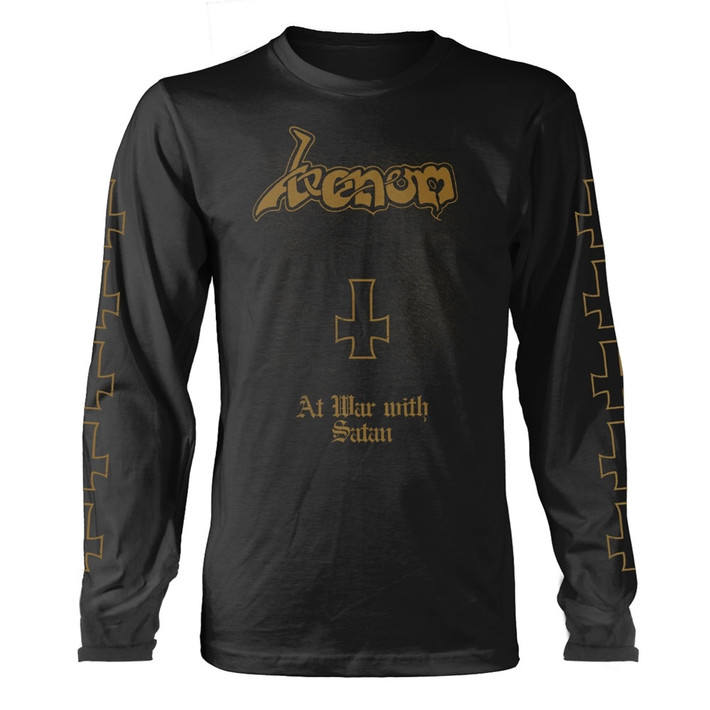 Venom 'At War With Satan Gold' (Black) Long Sleeve Shirt Front