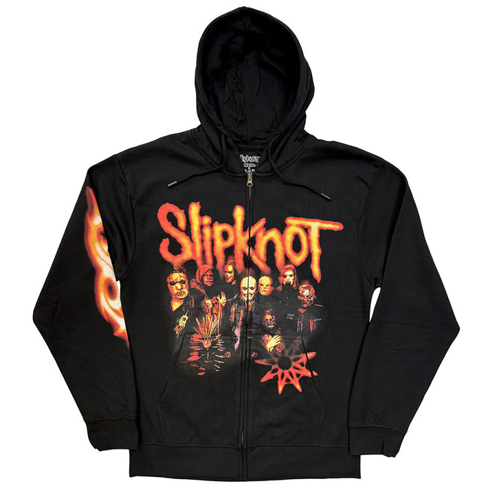 Slipknot 'The End, So Far Group Photo Nonagram' (Black) Zip Up Eco Hoodie