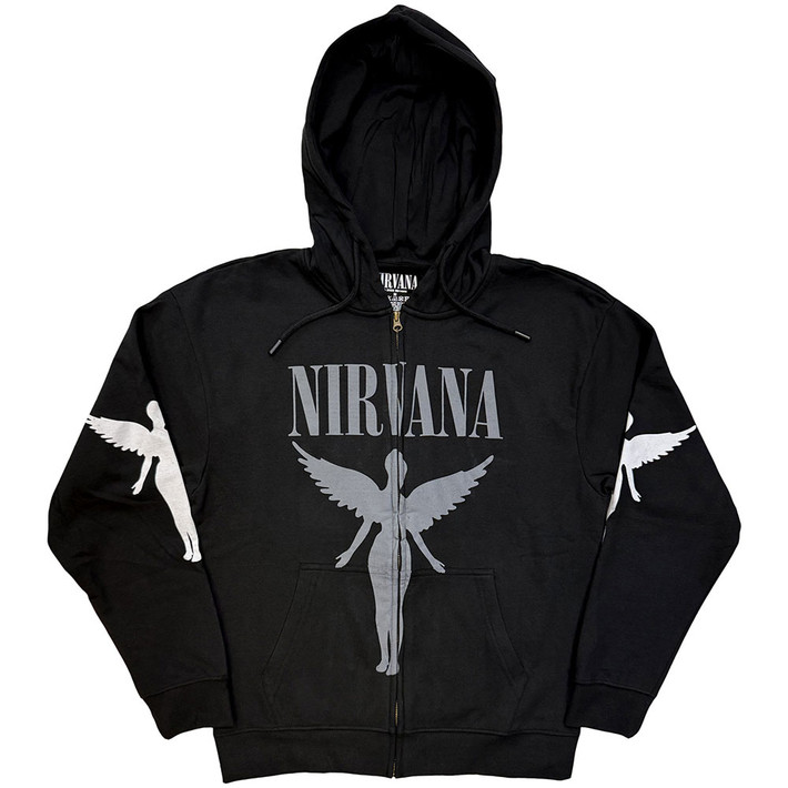 Nirvana 'In Utero Mono' (Charcoal Grey) Zip Up Eco Hoodie