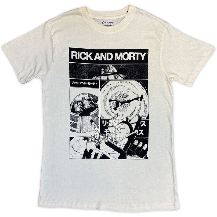 Rick And Morty 'Black And White Collage' (Natural) T-Shirt