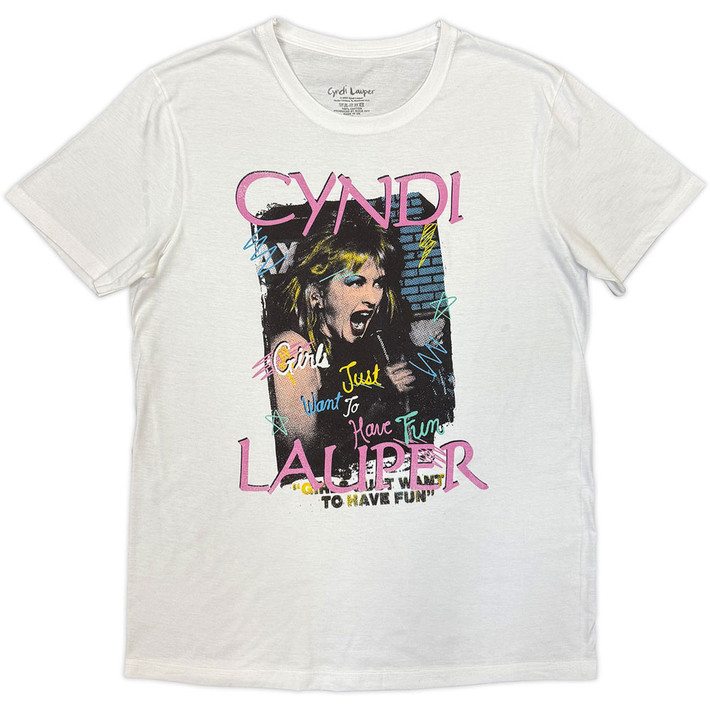 Cyndi Lauper 'Singing' (White) T-Shirt