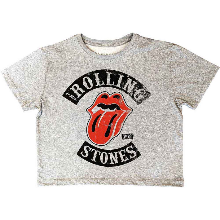 The Rolling Stones 'Tour '78' (Grey) Womens Fitted Crop Top