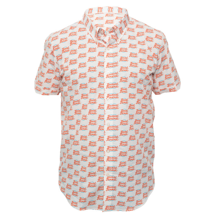 David Bowie 'World Tour Logo Pattern' (White) Casual Shirt