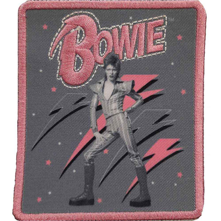 David Bowie 'Pink Flash Woven Logo' Iron On Patch
