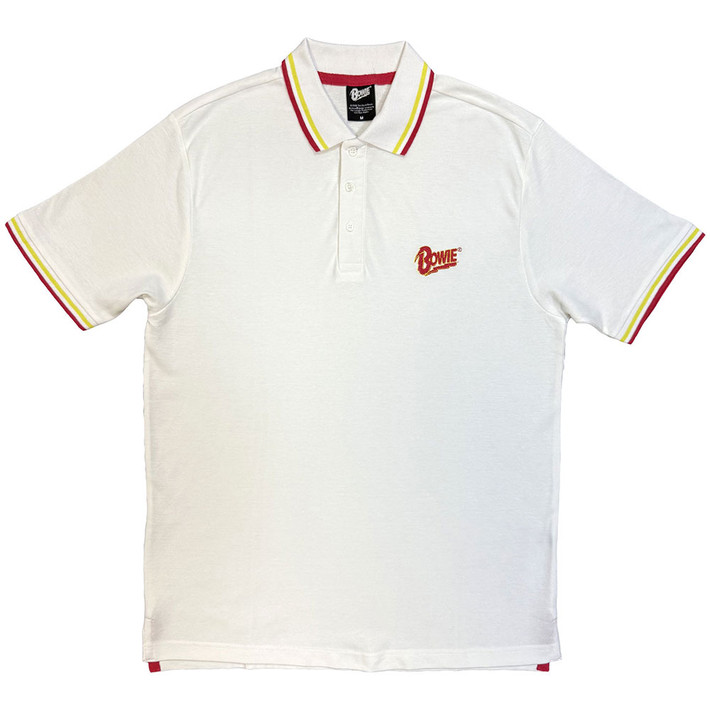David Bowie 'Flash Logo v2' (White) Polo Shirt