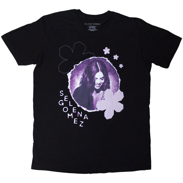Selena Gomez 'Purple Floral' (Black) T-Shirt