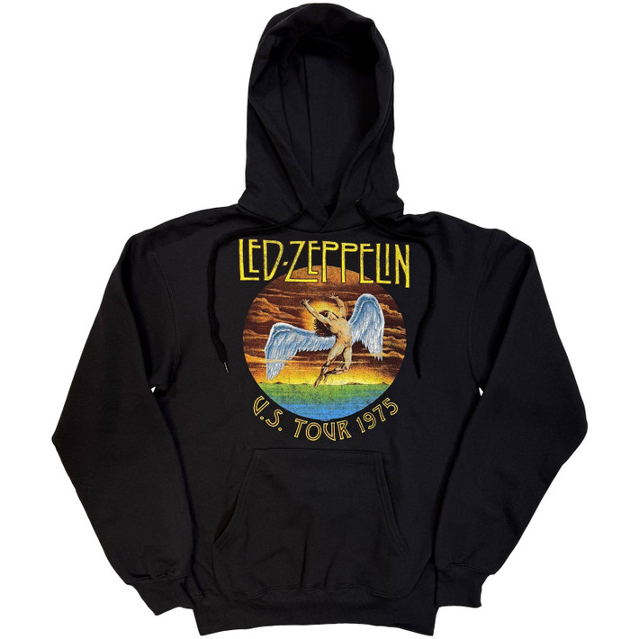 Led Zeppelin 'Usa Tour '75' (Black) Pull Over Hoodie