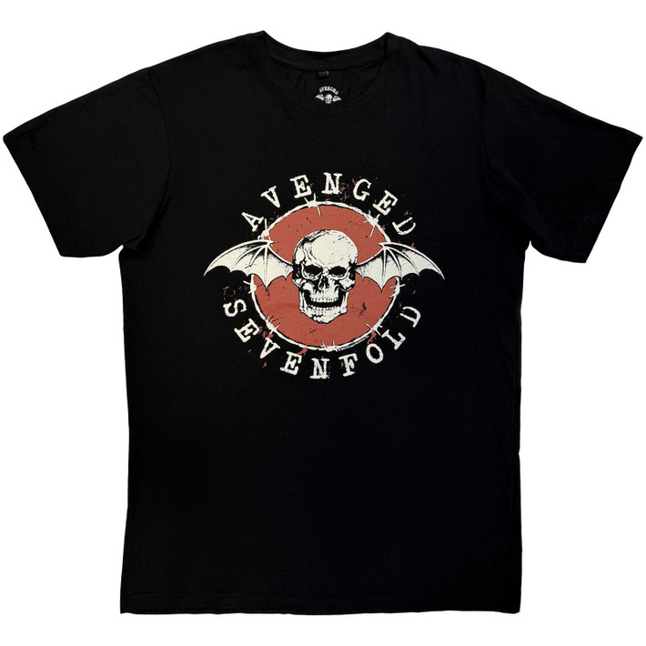 Avenged Sevenfold 'Deathbat Red Circle' (Black) Carbon T-Shirt