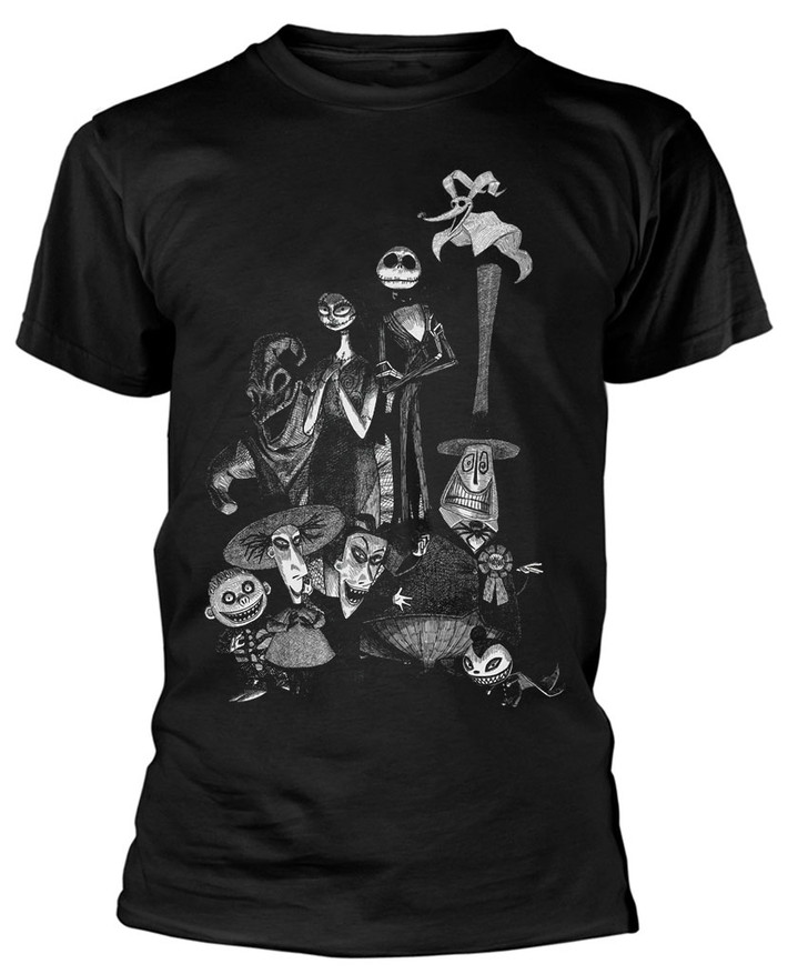 The Nightmare Before Christmas 'Tonal Sketch' (Black) T-Shirt