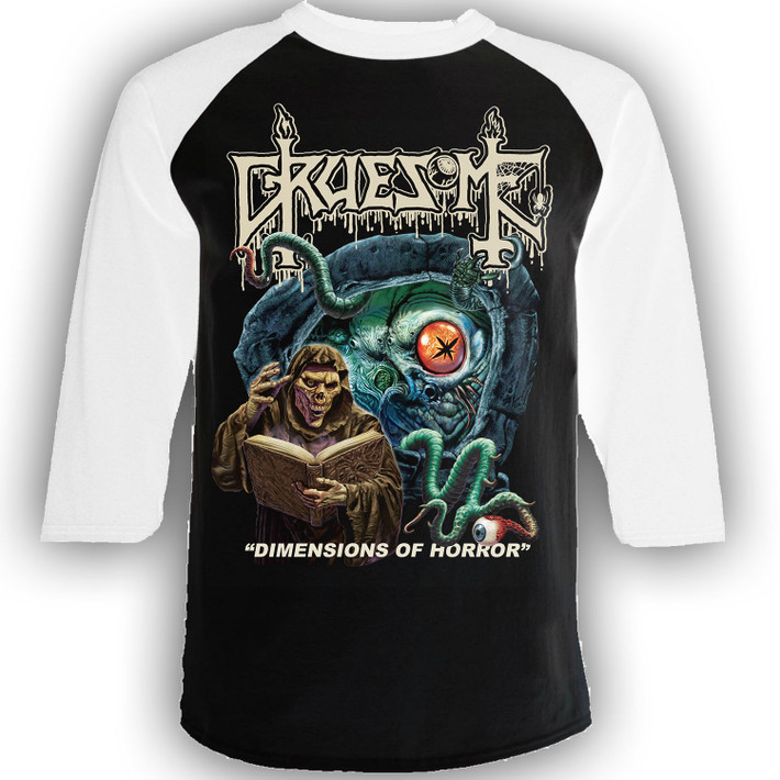 Gruesome 'Dimensions of Horror' (Black & White) Baseball Shirt - US Import