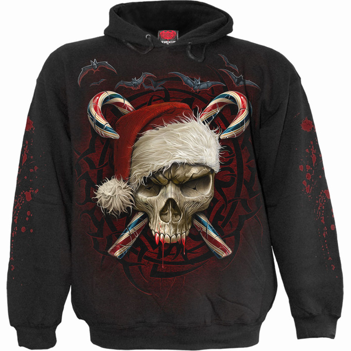 Spiral 'Candy Cane Santa' (Black) Pullover Hoodie