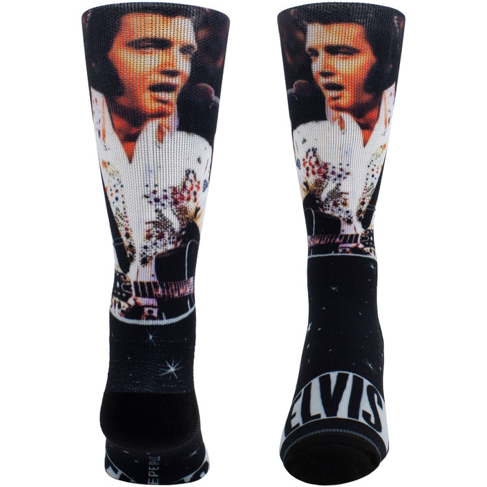 Elvis Presley 'Mic Sublimation' (Black) Crew Socks (One Size = UK 6.5-11)