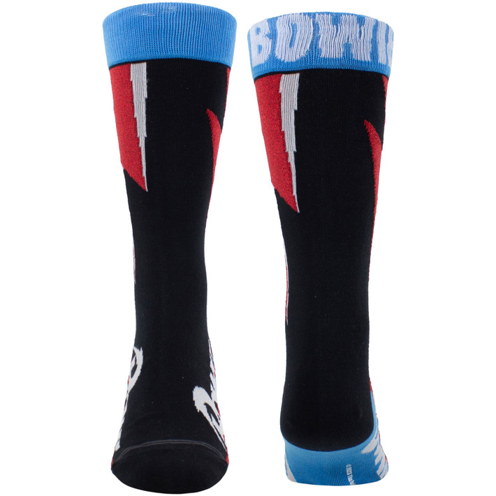 David Bowie 'Red Flash' (Black) Crew Socks (One Size = UK 6.5-11)