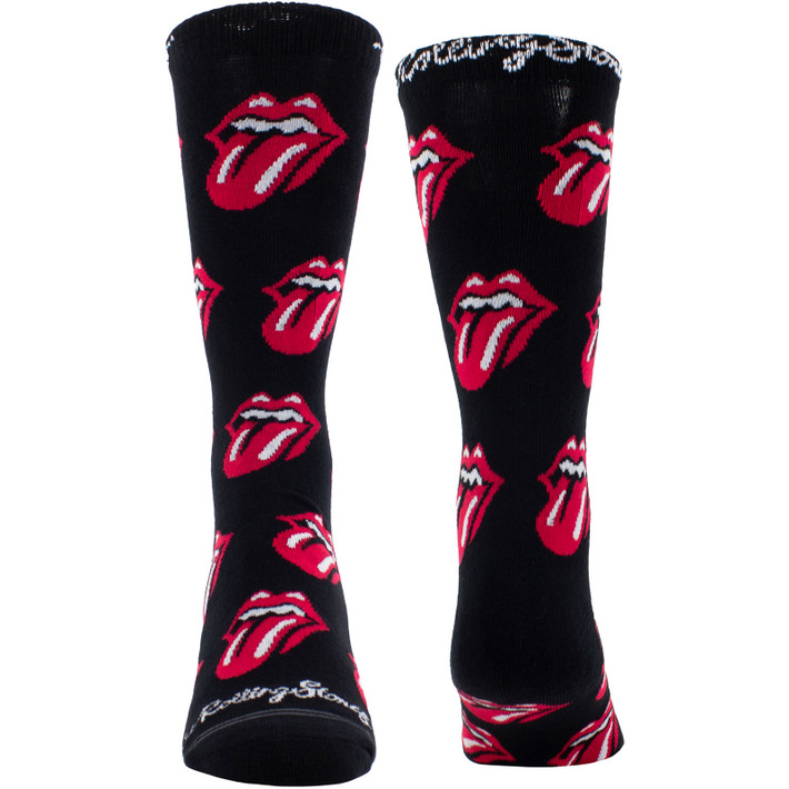 The Rolling Stones 'Allover Tongues' (Black) Crew Socks (One Size = UK 6.5-11)