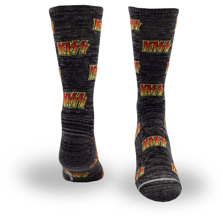 KISS 'Allover Logo' (Black) Crew Socks (One Size = UK 6.5-11)