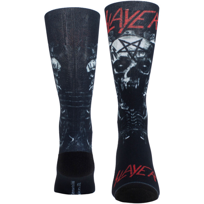 Slayer 'Skulls & Pentagram Sublimation' (Black) Crew Socks (One Size = UK 6.5-11)