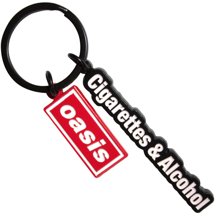 Oasis 'Cigarettes & Alcohol Red Decca Logo Charm' Ex-Tour Keyring