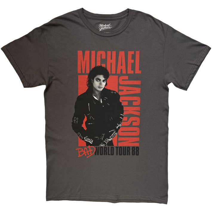 Michael Jackson 'Bad World Tour '88' (Charcoal Grey) T-Shirt