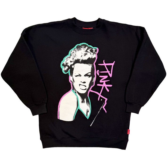 P!NK 'Paint Pen' (Black) Womens Fitted Unplugged Sweatshirt