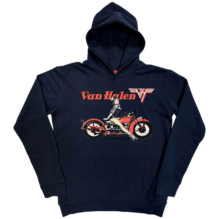 Van Halen 'Pinup Motorcycle' (Navy Blue) Unplugged Pull Over Hoodie