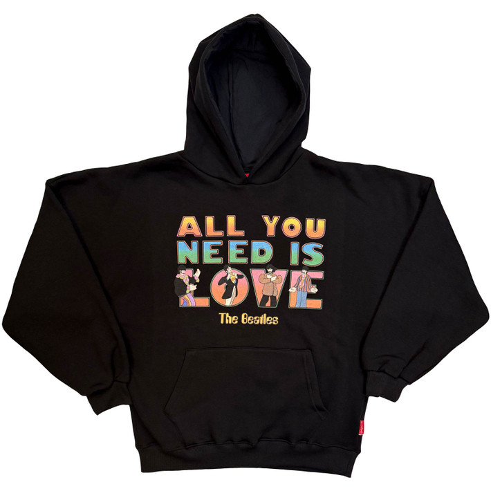 The Beatles 'AYNIL Stacked' (Black) Womens Fitted Unplugged Pull Over Hoodie