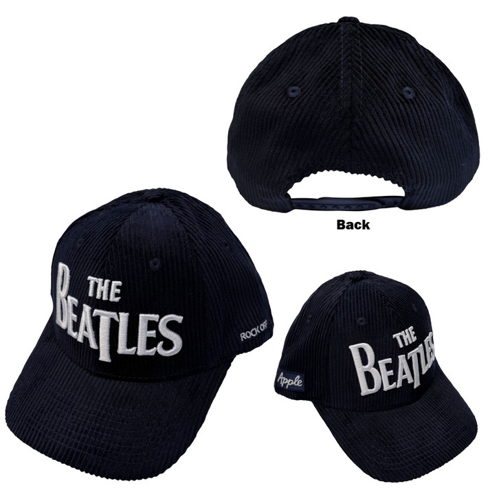 The Beatles 'Drop T Logo & Apple Corduroy' (Navy Blue) Baseball Cap