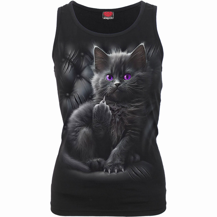 Spiral 'Cattitude' (Black) Womens Fitted Razor Back Vest